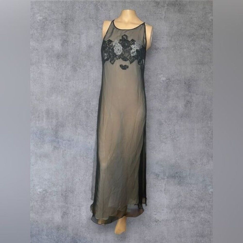 Vintage Victoria's Secret Black Chiffon Nightgown – Medium